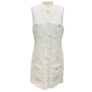 ALEXIS WHITE LAYLA EMBROIDERED SLEEVELESS MINI DRESS